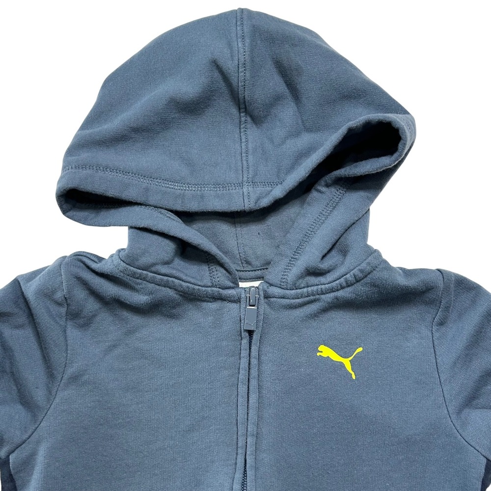 Kids Puma Zip Up Hoodie Jacket Blue Yellow Logo Size 3T